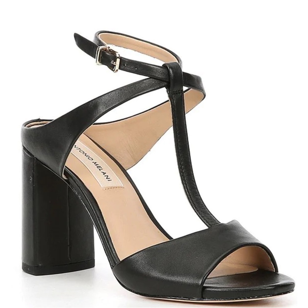Gracennn Leather Ankle Strap T-Strap Dress Sandals